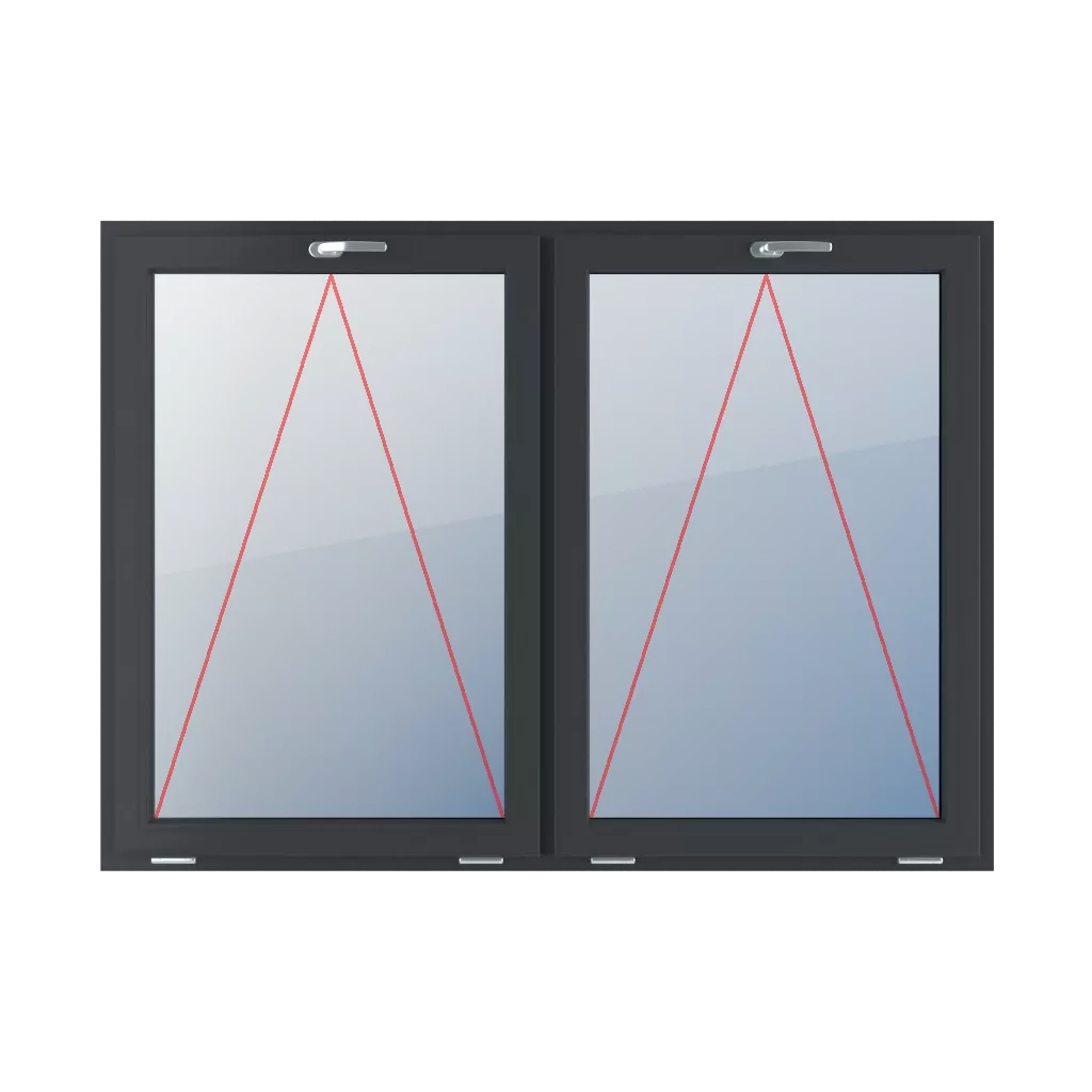 Charnière avec une poignée en haut fenetres type-de-fenetre double-vantaux division-horizontale-symetrique-50-50  