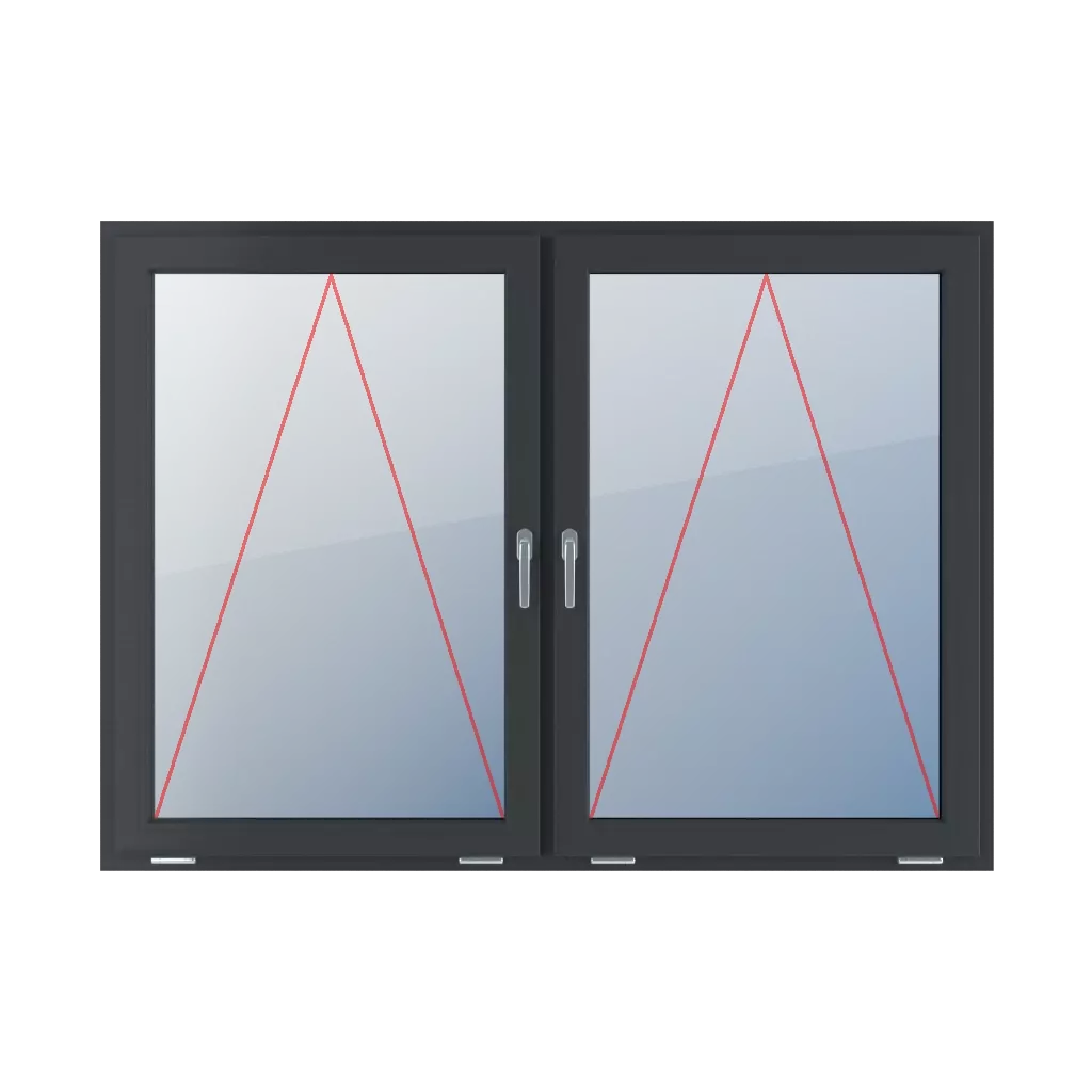 Charnière avec une poignée au milieu fenetres type-de-fenetre double-vantaux division-horizontale-symetrique-50-50  