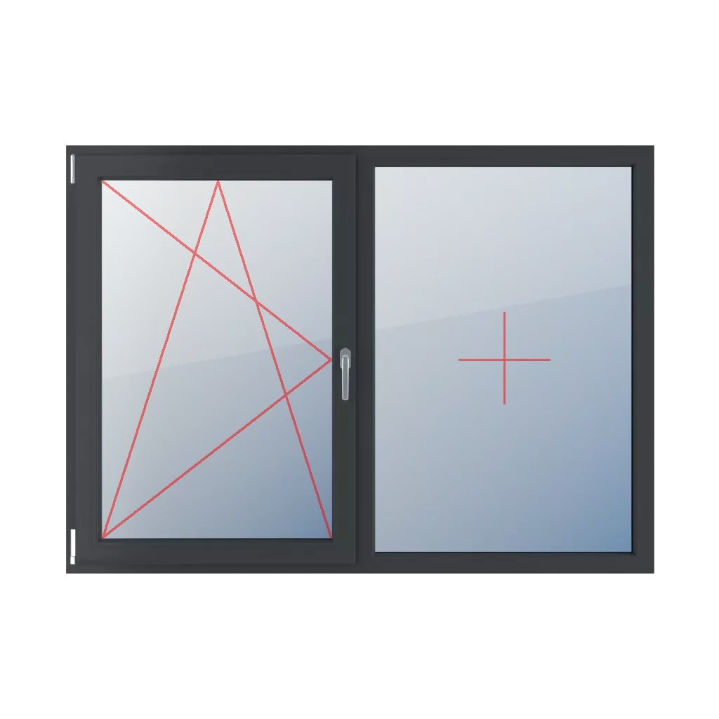 Inclinaison et rotation à gauche, vitrage fixe dans le cadre fenetres type-de-fenetre double-vantaux division-horizontale-symetrique-50-50  