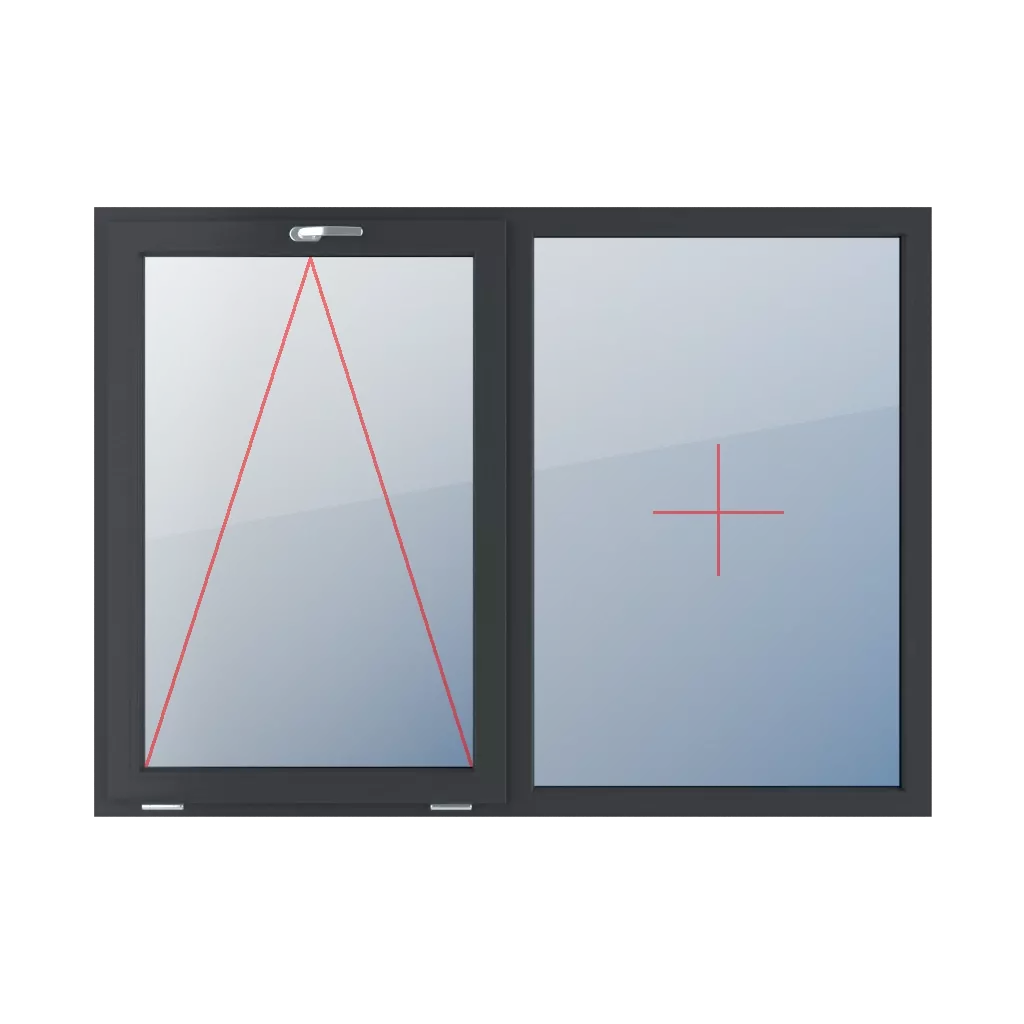 Charnière avec une poignée en haut, vitrage fixe dans le cadre fenetres type-de-fenetre double-vantaux division-horizontale-symetrique-50-50  