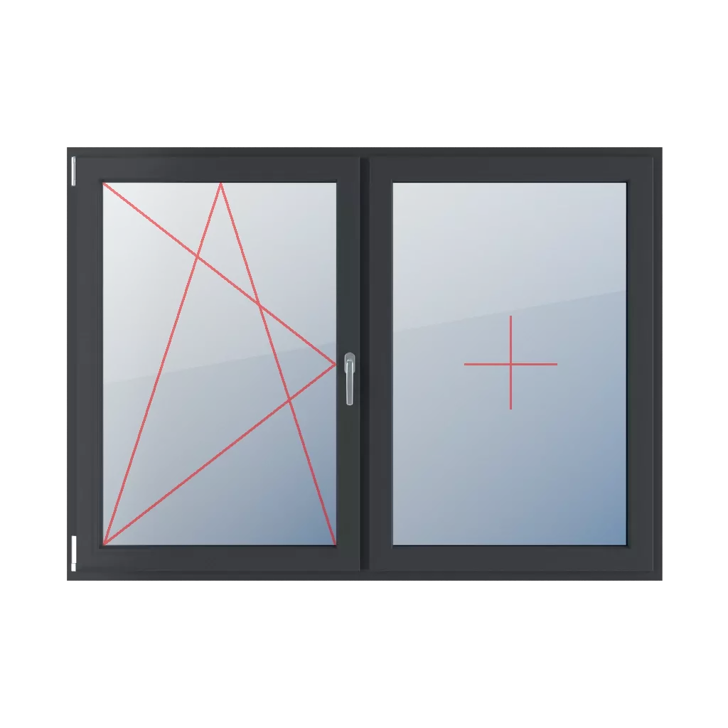 Basculer et tourner à gauche, vitrage fixe dans le châssis fenetres type-de-fenetre double-vantaux division-horizontale-symetrique-50-50  