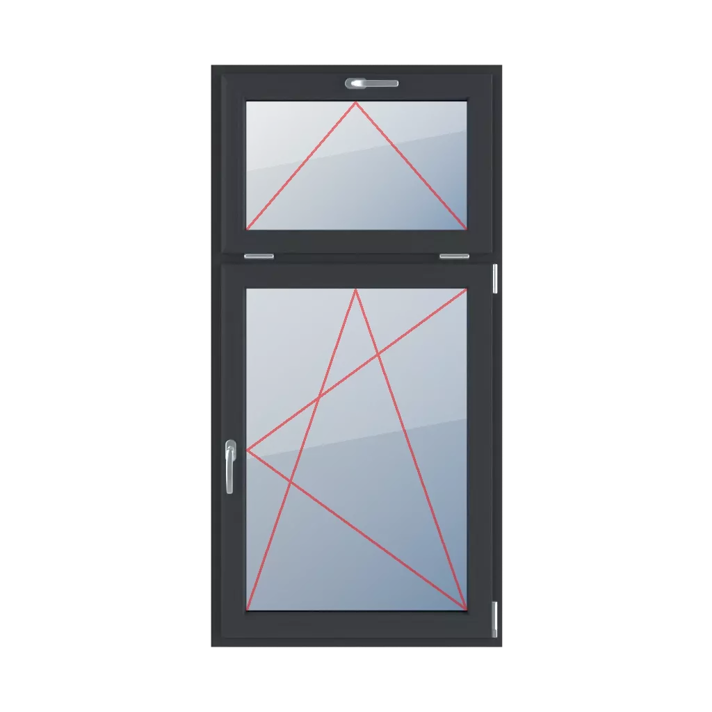 Inclinaison avec une poignée en haut, inclinaison et rotation à droite fenetres type-de-fenetre double-vantaux division-verticale-asymetrique-30-70  