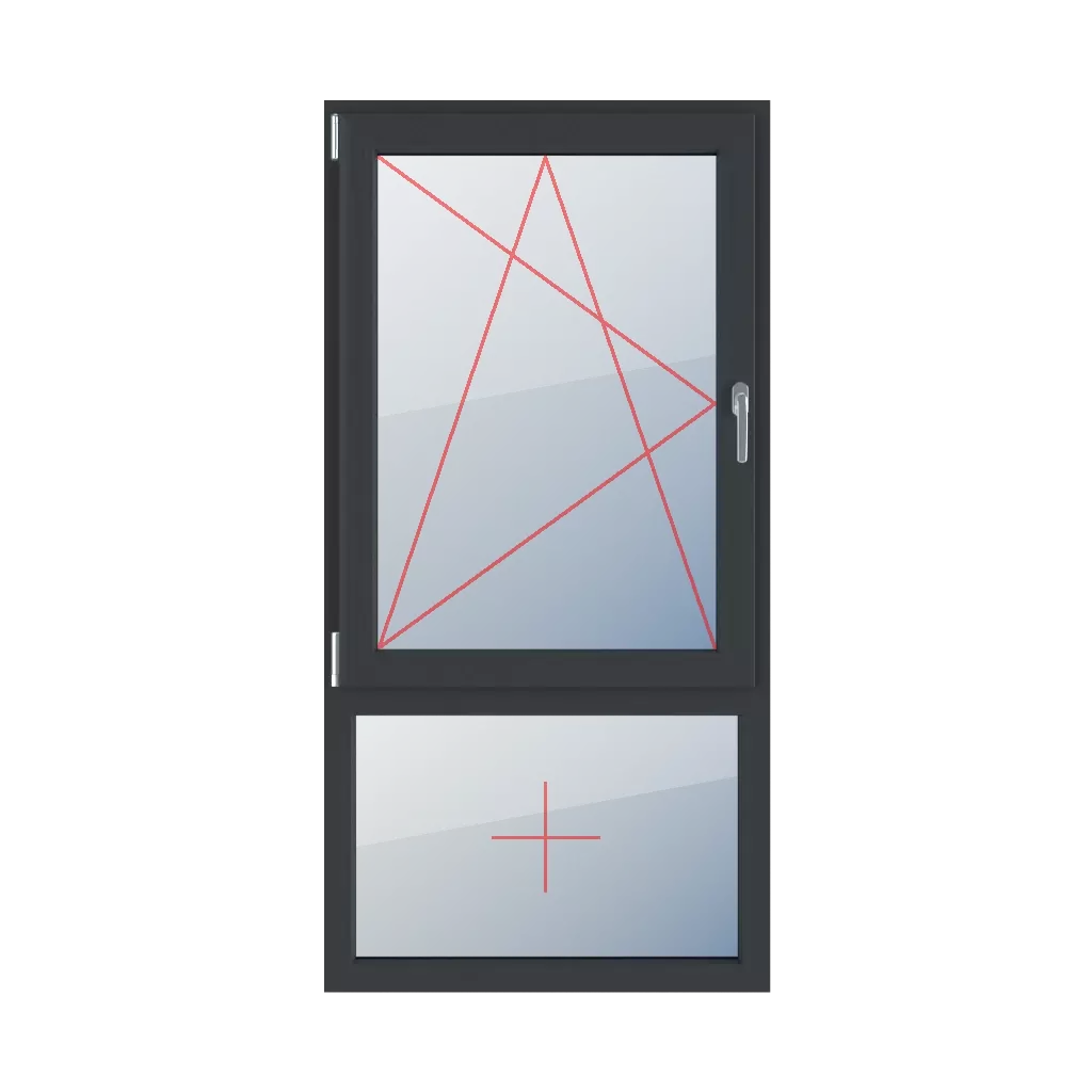 Virage à gauche et inclinaison, vitrage fixe dans le cadre fenetres type-de-fenetre double-vantaux division-verticale-asymetrique-70-30  