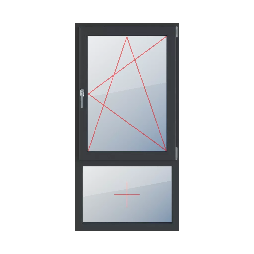 Inclinaison et rotation à droite, vitrage fixe dans le cadre fenetres type-de-fenetre double-vantaux division-verticale-asymetrique-70-30  