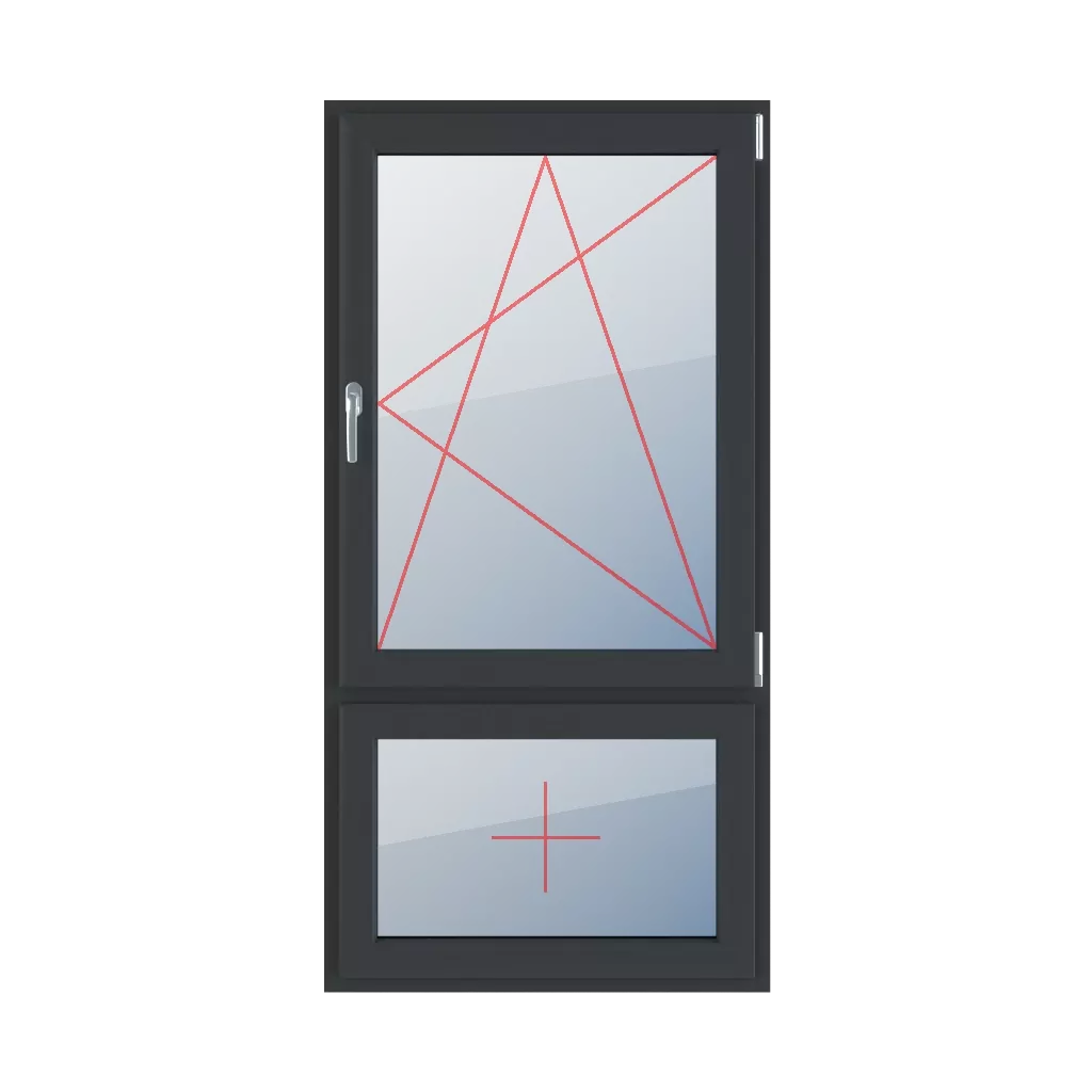 Basculer et tourner à droite, vitrage fixe dans le châssis fenetres type-de-fenetre double-vantaux division-verticale-asymetrique-70-30 basculer-et-tourner-a-droite-vitrage-fixe-dans-le-chassis 