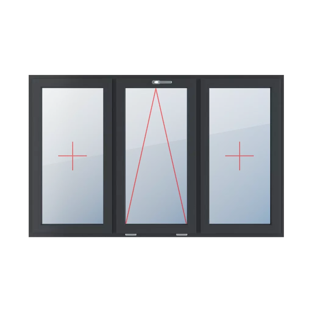 Vitrage fixe dans l’ouvrant, vitrage battant avec poignée en haut, vitrage fixe dans l’ouvrant fenetres type-de-fenetre triple-vantaux division-horizontale-symetrique-33-33-33  