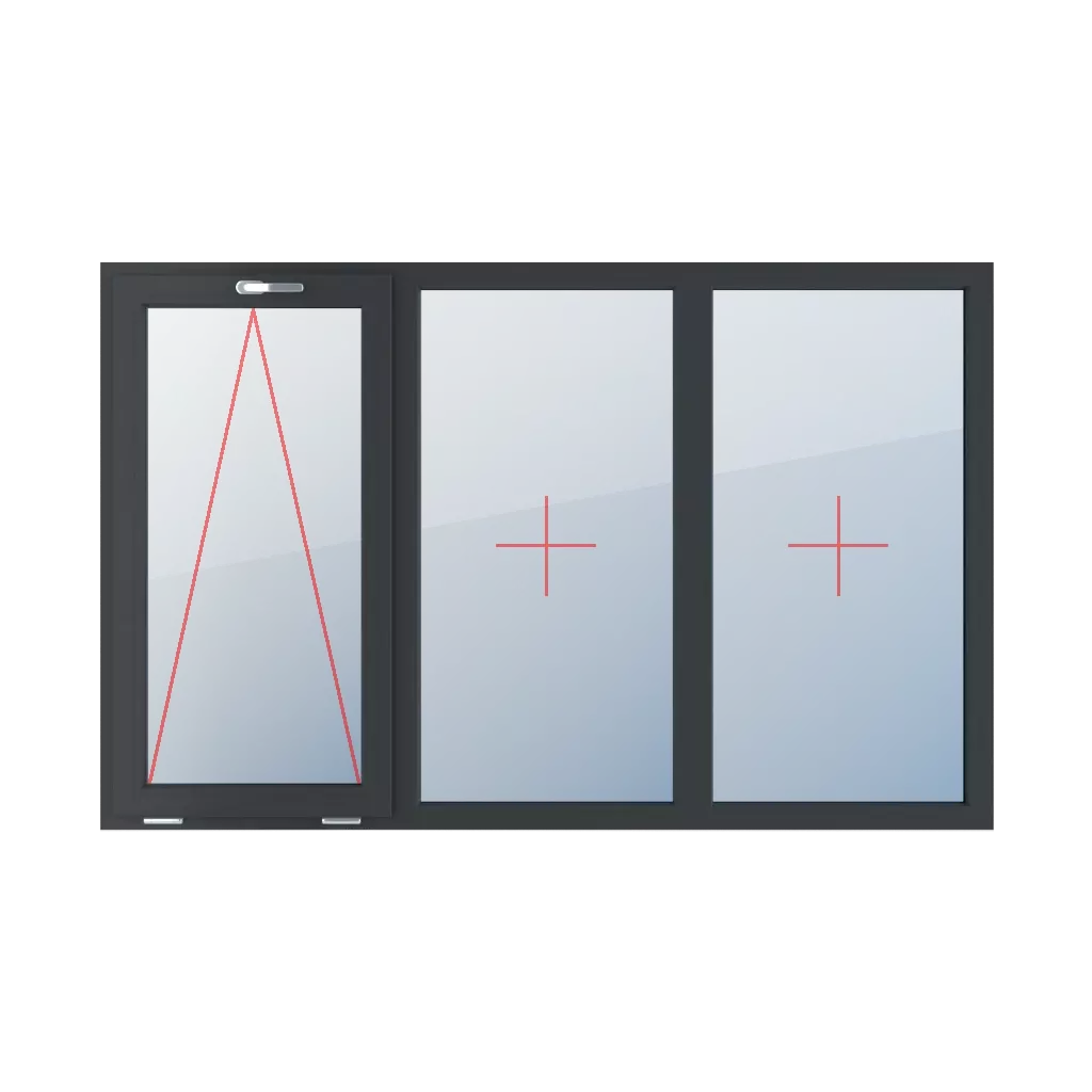 Charnière avec poignée en haut, vitrage fixe dans le cadre, vitrage fixe dans le cadre fenetres type-de-fenetre triple-vantaux division-horizontale-symetrique-33-33-33  