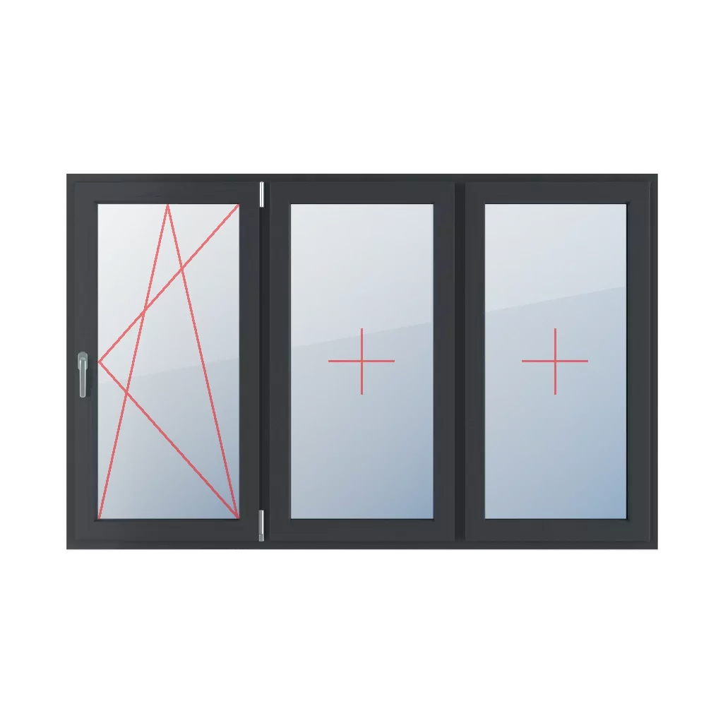 Basculer et tourner à droite, vitrage fixe dans le châssis fenetres type-de-fenetre triple-vantaux division-horizontale-symetrique-33-33-33  