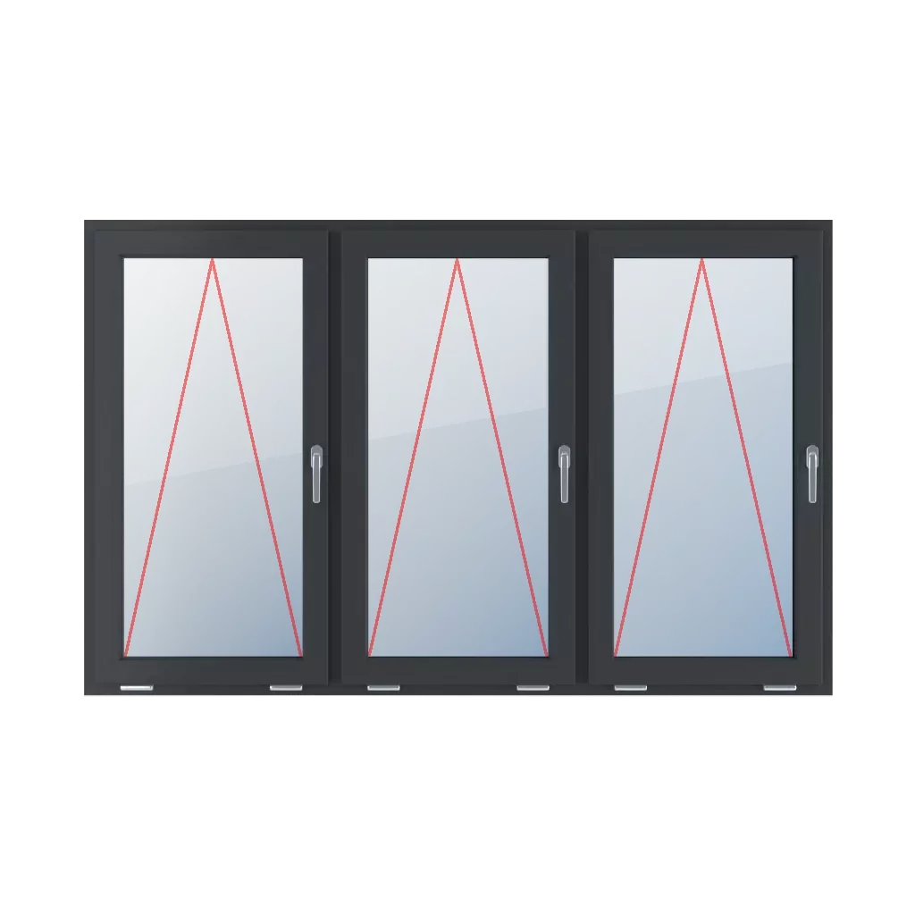 Charnière avec une poignée sur le côté droit fenetres type-de-fenetre triple-vantaux division-horizontale-symetrique-33-33-33  