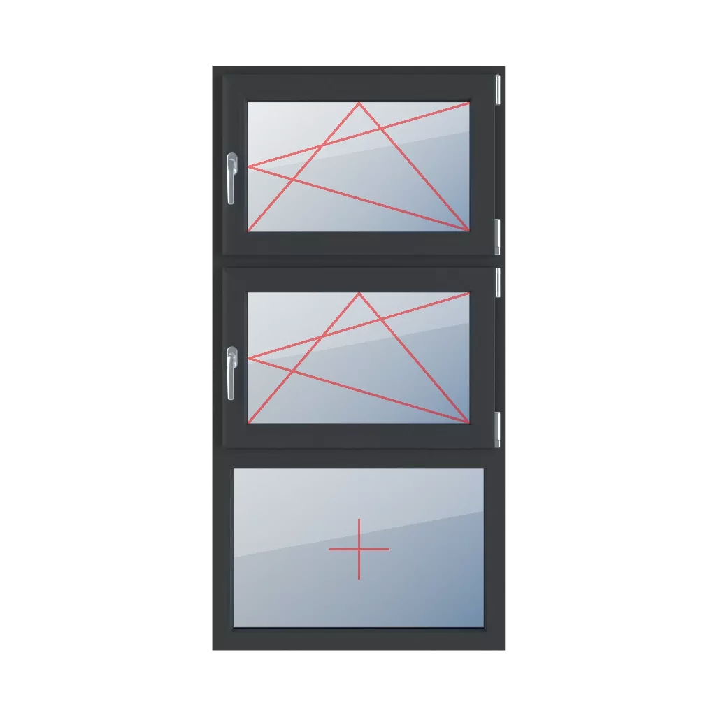 Basculer et tourner à droite, basculer et tourner à droite, vitrage fixe dans le cadre fenetres type-de-fenetre triple-vantaux division-verticale-symetrique-33-33-33  
