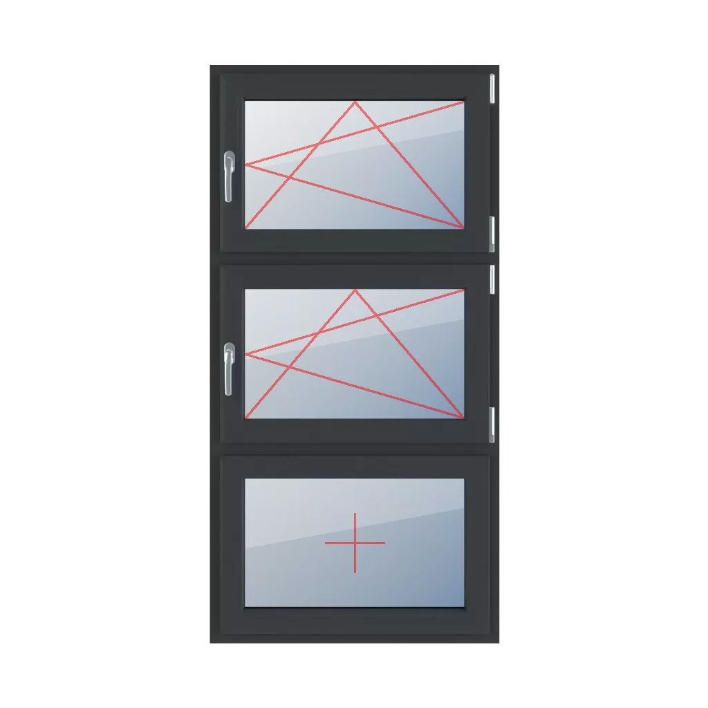 Basculer et tourner à droite, basculer et tourner à droite, vitrage fixe dans le châssis fenetres type-de-fenetre triple-vantaux division-verticale-symetrique-33-33-33  