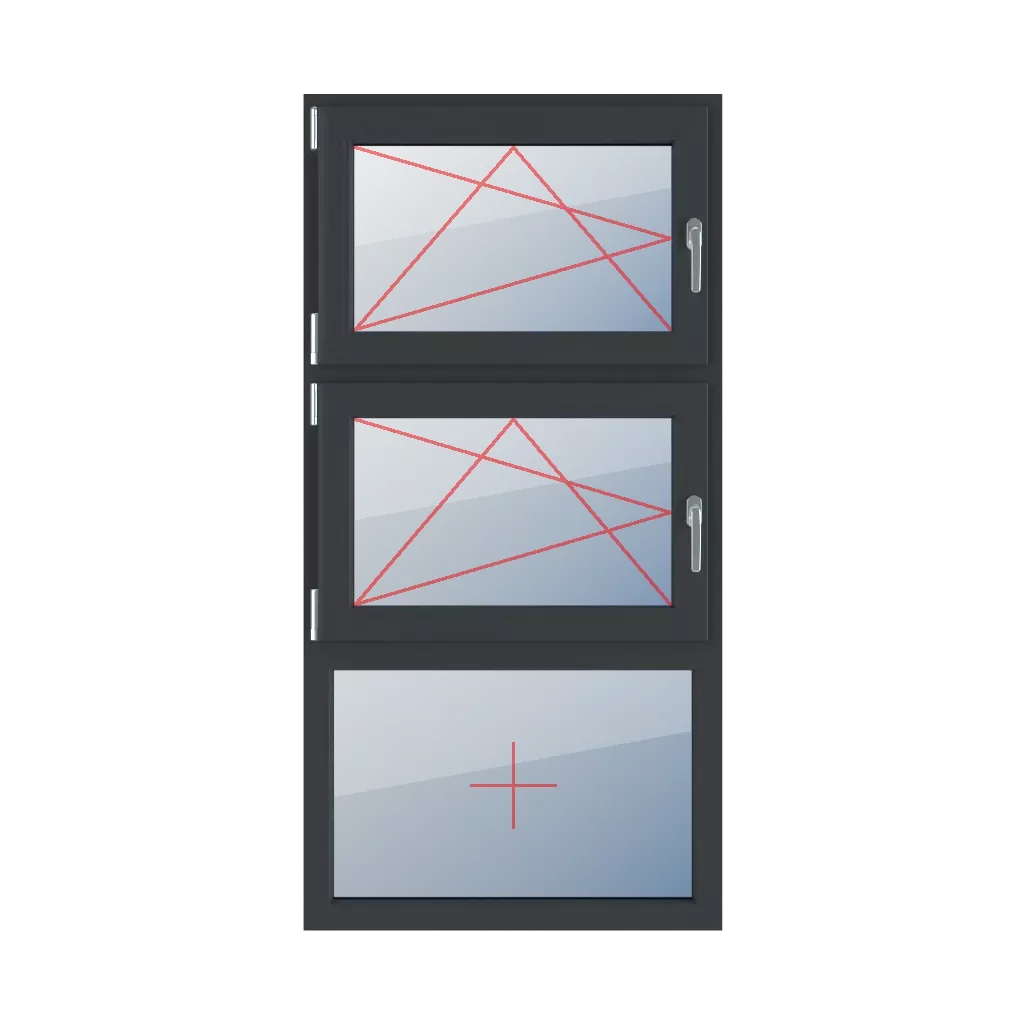 Basculer et tourner à gauche, basculer et tourner à gauche, vitrage fixe dans le cadre fenetres type-de-fenetre triple-vantaux division-verticale-symetrique-33-33-33  
