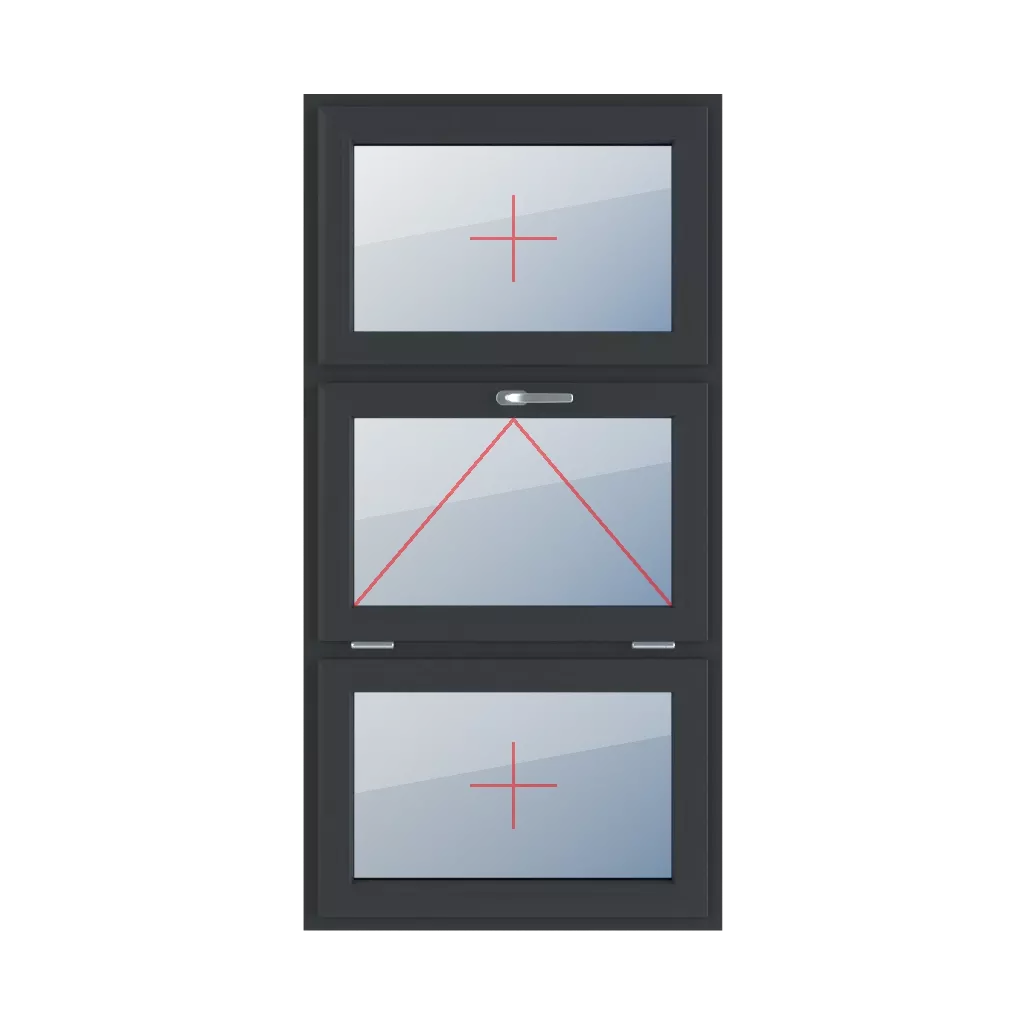 Vitrage fixe dans l’ouvrant, vitrage battant avec poignée en haut, vitrage fixe dans l’ouvrant fenetres type-de-fenetre triple-vantaux division-verticale-symetrique-33-33-33  