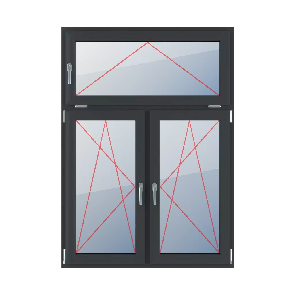 Inclinaison avec une poignée sur le côté gauche, rotation-inclinaison à gauche, rotation-inclinaison à droite fenetres type-de-fenetre triple-vantaux division-verticale-asymetrique-30-70  