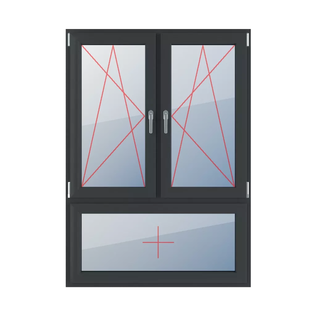 Basculer et tourner à gauche, basculer et tourner à droite, vitrage fixe dans le châssis fenetres type-de-fenetre triple-vantaux division-verticale-asymetrique-70-30  
