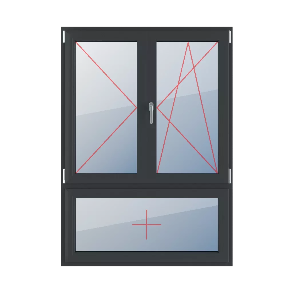 Tournant à gauche, poteau mobile, tournant à droite et basculant, vitrage fixe dans le châssis fenetres type-de-fenetre triple-vantaux division-verticale-asymetrique-70-30-avec-un-poteau-mobile  