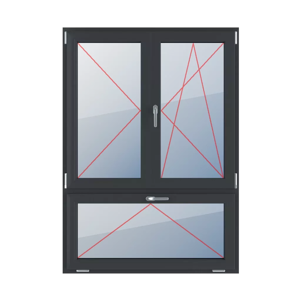 Tourner à gauche, poteau mobile, tourner-incliner à droite, incliner avec une poignée en haut fenetres type-de-fenetre triple-vantaux division-verticale-asymetrique-70-30-avec-un-poteau-mobile  