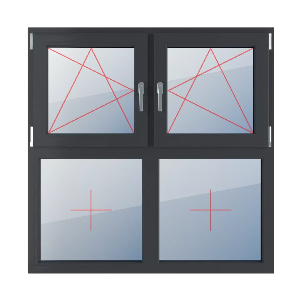 Basculer et tourner à gauche, basculer et tourner à droite, vitrage fixe dans le cadre fenetres type-de-fenetre quatre-vantaux division-horizontale-symetrique-50-50 basculer-et-tourner-a-gauche-basculer-et-tourner-a-droite-vitrage-fixe-dans-le-cadre 