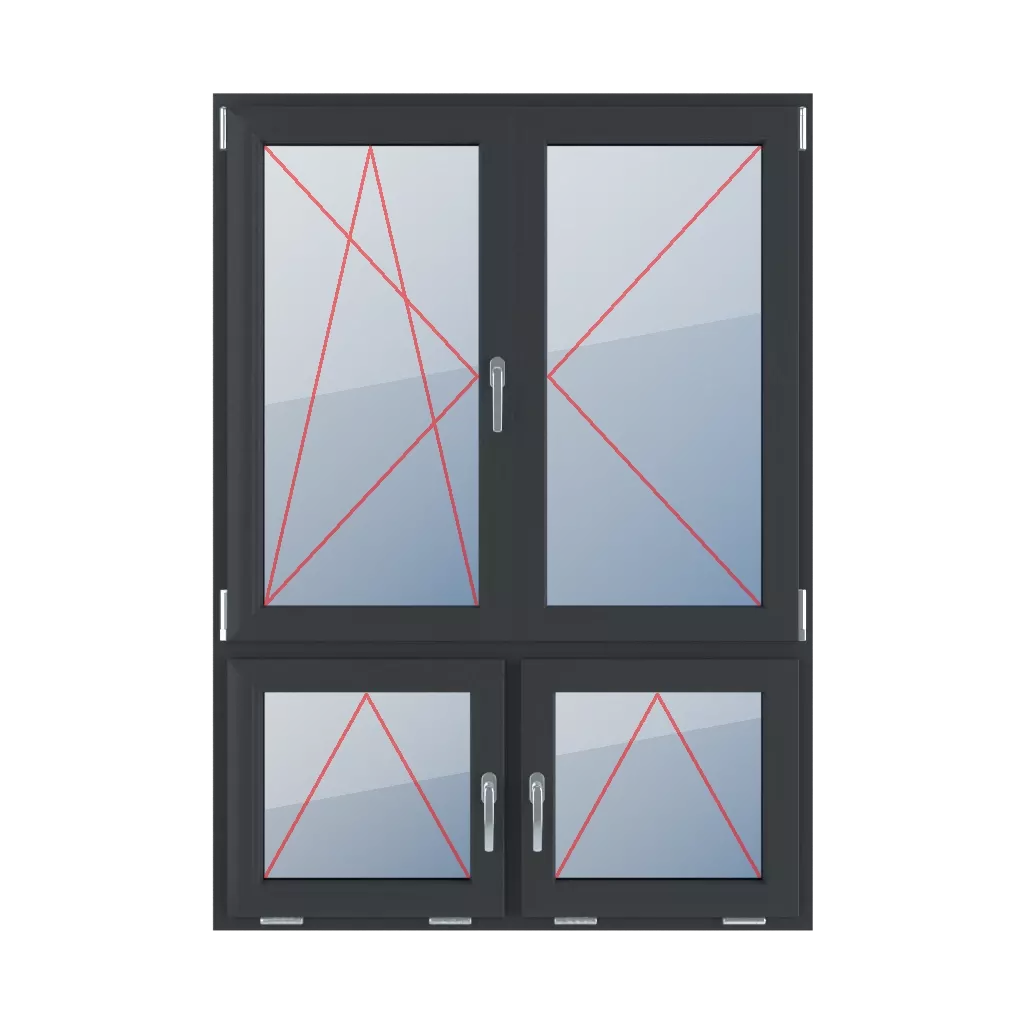 Rotation-inclinaison à gauche, rotation à droite, poteau mobile, poignées d’inclinaison au milieu fenetres type-de-fenetre quatre-vantaux division-verticale-asymetrique-70-30-avec-un-poteau-mobile  