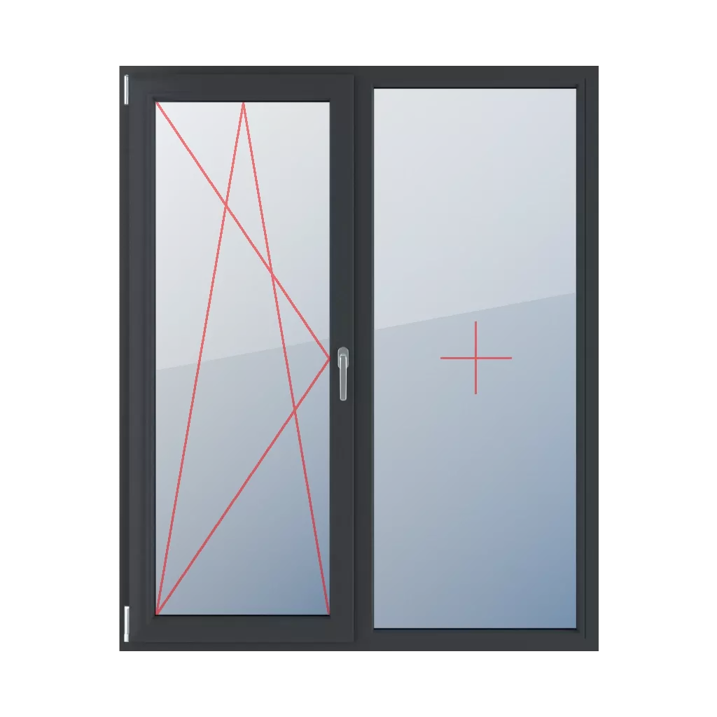 Virage à gauche et inclinaison, vitrage fixe dans le cadre fenetres type-de-fenetre balcon double-vantaux  