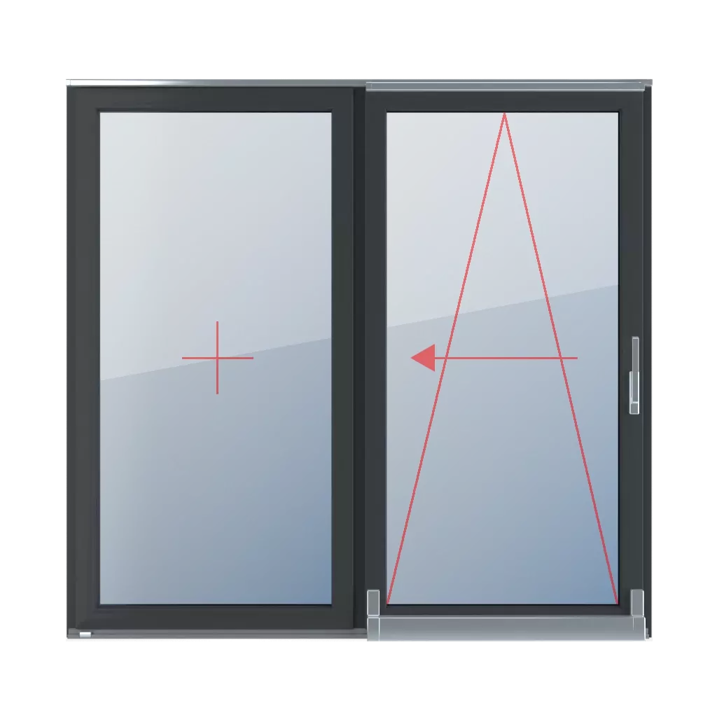 Vitrage fixe dans le châssis, inclinable et coulissant à gauche fenetres type-de-fenetre portes-fenetres-coulissantes-et-coulissantes-psk double-vantaux  