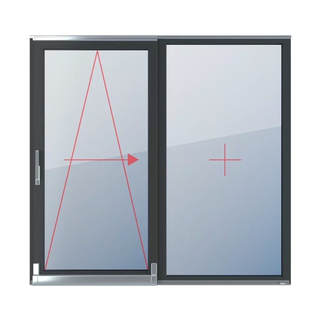 Inclinaison et coulissement à droite, vitrage fixe dans le cadre fenetres type-de-fenetre portes-fenetres-coulissantes-et-coulissantes-psk double-vantaux  