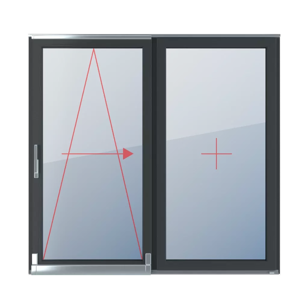Inclinaison et coulissement à droite, vitrage fixe dans l’ouvrant fenetres type-de-fenetre portes-fenetres-coulissantes-et-coulissantes-psk double-vantaux  