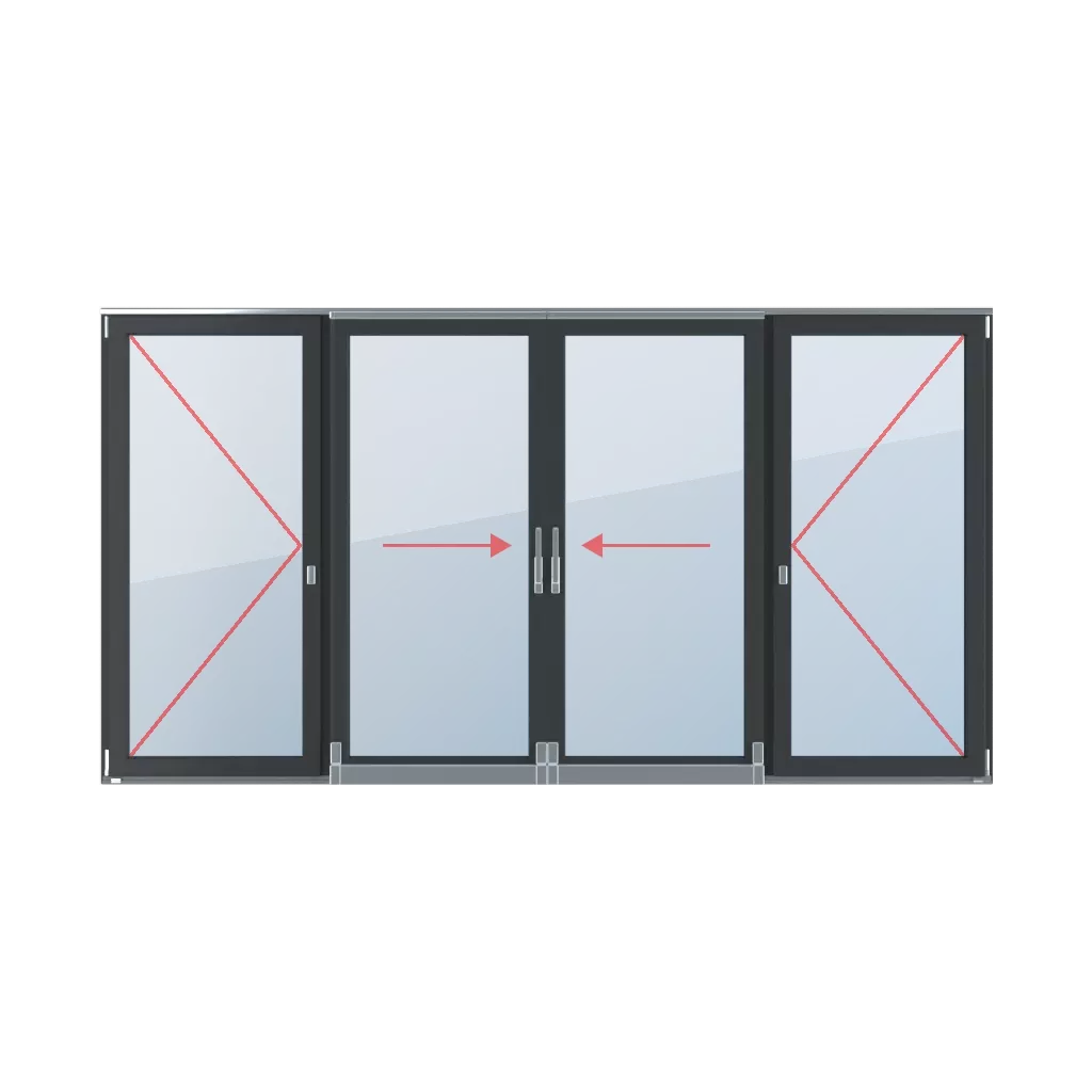 Tourner, incliner et glisser à gauche, incliner et glisser à droite, poteau mobile fenetres type-de-fenetre portes-fenetres-coulissantes-et-coulissantes-psk quatre-vantaux  