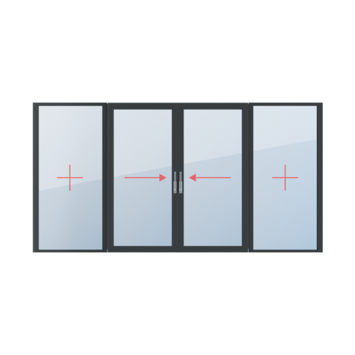 Vitrage fixe, coulissant à gauche, coulissant à droite fenetres type-de-fenetre portes-fenetres-coulissantes-smart-slide quatre-vantaux  